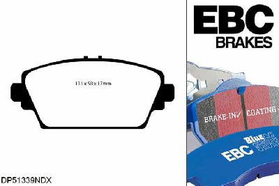 DP51339NDX, Honda Accord Type-V, 2.0 1999-2003, EBC Bluestuff remblokken set vooras, Voor modellen met Girling/TRW remklauwen aan de vooras, Voor modellen met een remschijf diameter 282mm