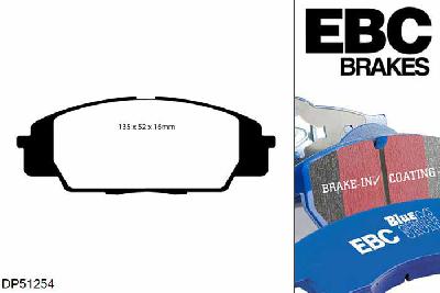 DP51254NDX, Honda Civic (7th Gen), 2.0 Type-R (EP3) 200 PK 2001-2007, EBC Bluestuff remblokken set vooras, Voor modellen met Sumitomo remklauwen aan de vooras, Voor modellen met een remschijf diameter 300mm
