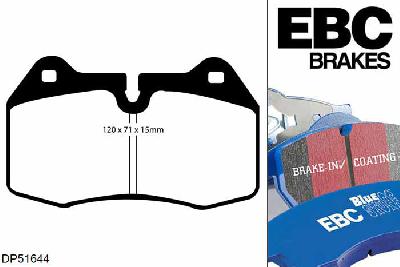 DP51644NDX, Honda Integra, 2.0 Type R (DC5) 2001-2006, EBC Bluestuff remblokken set vooras, Voor modellen met Brembo remklauwen aan de vooras, Voor modellen met een remschijf diameter 300mm