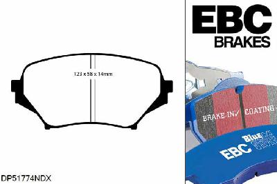 DP51774NDX, Mazda MX5 Mk3 (NC), 1.8 2005-2015, EBC Bluestuff remblokken set vooras, Voor modellen met Advics remklauwen aan de vooras, Voor modellen met een remschijf diameter 290mm