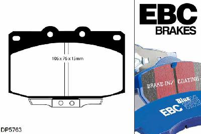DP5763NDX, Mazda RX7, 2.4 (1.3) 1986-1991, EBC Bluestuff remblokken set vooras, Voor modellen met een remschijf diameter 276mm