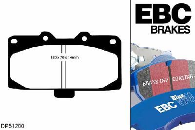 DP51200NDX, Nissan 300ZX, 3.0 (GZ32) (Not UK) 1994-1998, EBC Bluestuff remblokken set vooras, Voor modellen met Sumitomo remklauwen aan de vooras, Voor modellen met een remschijf diameter 280mm