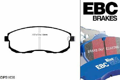 DP51636NDX, Nissan Pulsar, 1.6 Turbo 190 PK 2015-, EBC Bluestuff remblokken set vooras, Voor modellen met een remschijf diameter 296mm