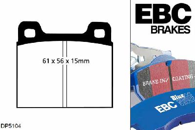 DP5104NDX, Opel Manta, 1.9 1970-1975, EBC Bluestuff remblokken set vooras, Voor modellen met ATE remklauwen aan de vooras, Voor modellen met een remschijf diameter 238mm