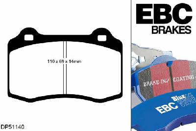 DP51140NDX, Peugeot 208, 1.6 Turbo GTi 208 PK 2015-, EBC Bluestuff remblokken set vooras, Voor modellen met Brembo remklauwen aan de vooras, Voor modellen met een remschijf diameter 323mm