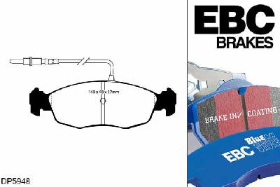 DP5948NDX, Peugeot 306, 1.8 1995-2002, EBC Bluestuff remblokken set vooras, Voor modellen met ATE remklauwen aan de vooras, Voor modellen met een remschijf diameter 247mm