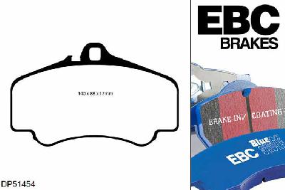 DP51454NDX, Porsche 911 (996) (Cast Iron Disc Only), 3.6 GT3 360 PK 1999-2001, EBC Bluestuff remblokken set vooras, Voor modellen met Brembo remklauwen aan de vooras, Voor modellen met een remschijf diameter 330mm