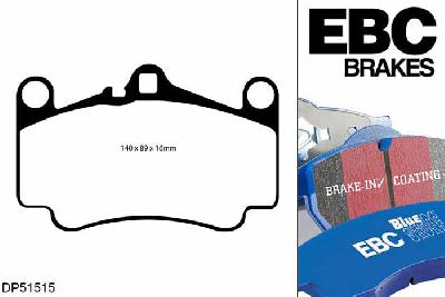 DP51515NDX, Porsche 911 (996) (Cast Iron Disc Only), 3.6 GT3 360 PK 2001-2003, EBC Bluestuff remblokken set vooras, Voor modellen met Brembo remklauwen aan de vooras, Voor modellen met een remschijf diameter 330mm