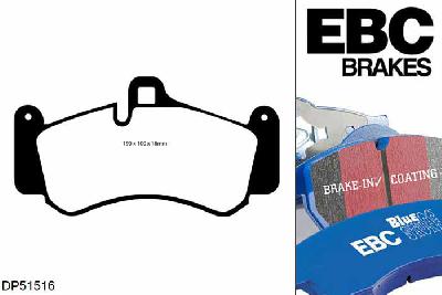 DP51516NDX, Porsche 911 (996) (Cast Iron Disc Only), 3.6 GT3 381 PK 2003-2005, EBC Bluestuff remblokken set vooras, Voor modellen met Brembo remklauwen aan de vooras, Voor modellen met een remschijf diameter 350mm