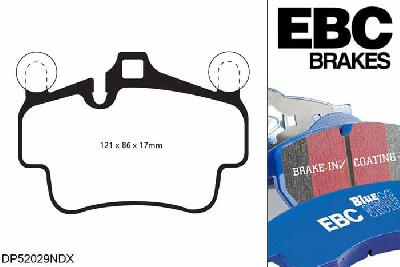 DP52029NDX, Porsche Cayman (Cast Iron Discs only), 3.4 2006-2009, EBC Bluestuff remblokken set vooras, Voor modellen met Brembo remklauwen aan de vooras, Voor modellen met een remschijf diameter 318mm