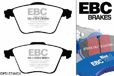 DP51574NDX, Saab 9-mrt, 2.8 Turbo X 2008-2010, EBC Bluestuff remblokken set vooras, Voor modellen met ATE remklauwen aan de vooras, Voor modellen met een remschijf diameter 345mm