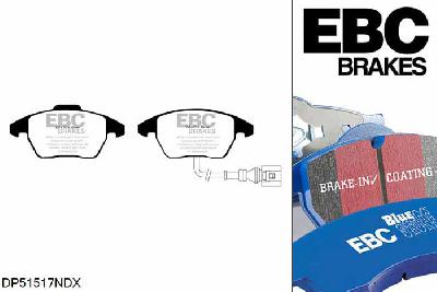 DP51517NDX, Seat Altea, 2.0 TDI FR 170 PK 2006-2016, EBC Bluestuff remblokken set vooras, Voor modellen met ATE remklauwen aan de vooras, Voor modellen met een remschijf diameter 288mm