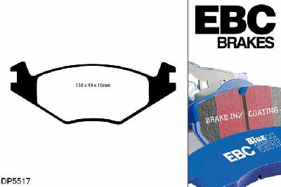 DP5517NDX, Seat Cordoba, 1.8 1996-1999, EBC Bluestuff remblokken set vooras, Voor modellen met VW remklauwen aan de vooras, Voor modellen met een remschijf diameter 239mm