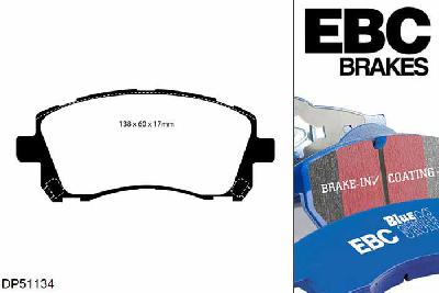DP51134NDX, Subaru Impreza, 2.0 Turbo 1996-1998, EBC Bluestuff remblokken set vooras, Voor modellen met een remschijf diameter 277mm