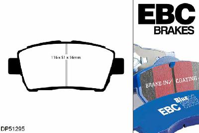 DP51295NDX, Toyota Celica, 1.8 (ZZT230) 140 PK 1999-2002, EBC Bluestuff remblokken set vooras, Voor modellen met een remschijf diameter 255mm