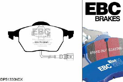 DP51330NDX, VW Bora, 1.8 Turbo 2001-2005, EBC Bluestuff remblokken set vooras, Voor modellen met ATE remklauwen aan de vooras, Voor modellen met een remschijf diameter 288mm