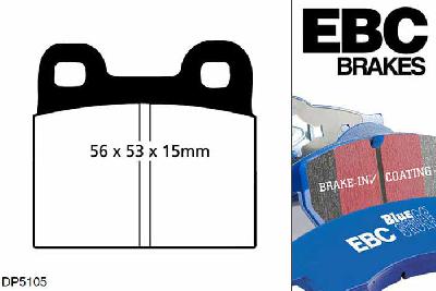 DP5105NDX, BMW 5 Series (E12), 535 i (3.5) 1979-1981, EBC Bluestuff remblokken set achteras, Voor modellen met ATE remklauwen aan de achteras, Voor modellen met remschijf diameter van 284mm aan de achteras