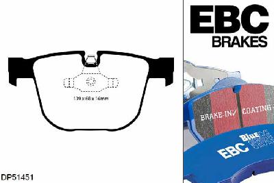 DP51451NDX, BMW 5 Series (E61), 545 i (4.4) 2003-2005, EBC Bluestuff remblokken set achteras, Voor modellen met ATE remklauwen aan de achteras, Voor modellen met remschijf diameter van 345mm aan de achteras