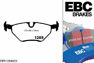 DP51289NDX, BMW Z4, 2.5 (E85) 177 PK 2006-2009, EBC Bluestuff remblokken set achteras, Voor modellen met ATE remklauwen aan de achteras, Voor modellen met remschijf diameter van 280mm aan de achteras
