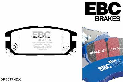 DP5987NDX, Mitsubishi Lancer Evo 5, 2.0 Turbo RS 1997-1999, EBC Bluestuff remblokken set achteras, Voor modellen met remschijf diameter van 284mm aan de achteras