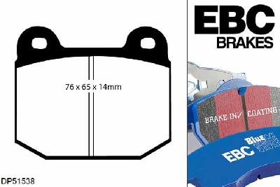 DP51538NDX, Mitsubishi Lancer Evo 8, 2.0 Turbo (FQ-400) 400 PK 2004-2005, EBC Bluestuff remblokken set achteras, Voor modellen met Brembo remklauwen aan de achteras