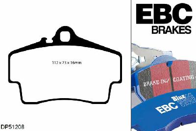 DP51208NDX, Porsche 911 (996) (Cast Iron Disc Only), 3.6 Carrera S 2003-2005, EBC Bluestuff remblokken set achteras, Voor modellen met Brembo remklauwen aan de achteras, Voor modellen met remschijf diameter van 330mm aan de achteras