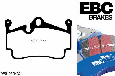 DP51920NDX, Porsche Boxster Spyder (Cast Iron Discs only), 3.4 324 PK 2010-2015, EBC Bluestuff remblokken set achteras, Voor modellen met Brembo remklauwen aan de achteras, Voor modellen met remschijf diameter van 299mm aan de achteras