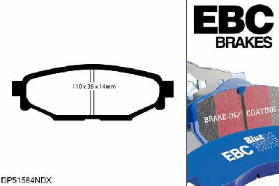 DP51584NDX, Subaru Legacy, 2.0 (BL5) 2003-2010, EBC Bluestuff remblokken set achteras, Voor modellen met Akebono remklauwen aan de achteras, Voor modellen met remschijf diameter van 290mm aan de achteras