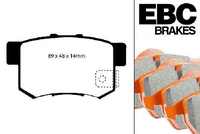 DP91193, Honda Accord Euro R, 2.0 (CL7) 220 PK 2002-2007, EBC Orangestuff remblokken set achteras, Voor modellen met Akebono remklauwen aan de achteras, Voor modellen met remschijf diameter van 260mm aan de achteras