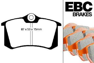 DP9680, Seat Arosa, 1.4 100 PK 1998-2004, EBC Orangestuff remblokken set achteras, Voor modellen met Girling/TRW remklauwen aan de achteras, Voor modellen met remschijf diameter van 232mm aan de achteras