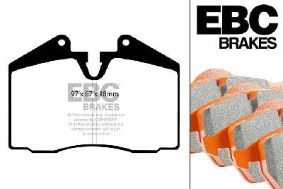 DP9612, Porsche 911 (964), 3.6 Carrera 1989-1992, EBC Orangestuff remblokken set vooras, Voor modellen met Brembo remklauwen aan de vooras, Voor modellen met een remschijf diameter 298mm
