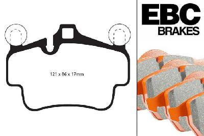 DP92029, Porsche Cayman (Cast Iron Discs only), 3.4 R 2010-2012, EBC Orangestuff remblokken set vooras, Voor modellen met Brembo remklauwen aan de vooras, Voor modellen met een remschijf diameter 318mm