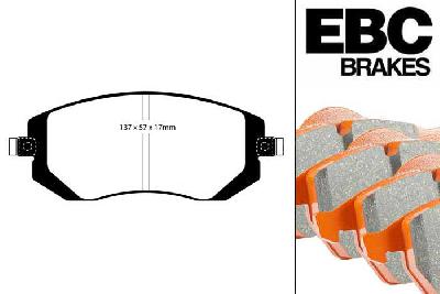 DP91661, Subaru Legacy, 2.0 TD (BRD) 150 PK 2009-2014, EBC Orangestuff remblokken set vooras, Voor modellen met Tokico remklauwen aan de vooras, Voor modellen met een remschijf diameter 294mm