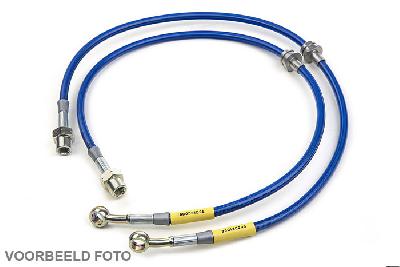XRE-17366-B4-Blue, 4-delige set, Renault, Megane II 5-Door, Megane II 1.5 DCI  63KW, BMSF Motor code: K9K, 01/06-02/08, Goodridge metaal omvlochten remleidingen set