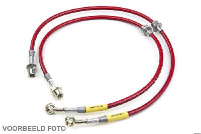 XVO-15690-B4-Red, 4-delige set, VW, Jetta, Jetta 1.4 16V TSI, Motor code: BMY 1390CC 103KW, 07/06-08/08, Goodridge metaal omvlochten remleidingen set