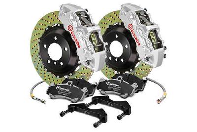 Brembo Big Brake Kit Silver, 380x34mm 2-Piece rotor Drilled, 6 piston caliper, Brembo N Caliper, Audi, A6 3.0T Front (with OE Disc 356mm/330mm) (C7), 2012-