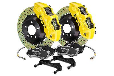 Brembo Big Brake Kit Yellow, 380x34mm 2-Piece rotor Drilled, 6 piston caliper, Brembo N Caliper, Audi, A6 3.0T Front (with OE Disc 356mm/330mm) (C7), 2012-