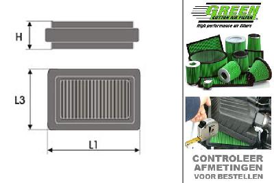 GRP616015, Green vervangingsluchtfilter paneel, Alfa Romeo, 164, 2.0 i 16V Twin spark, 148 pk, 1987-1992