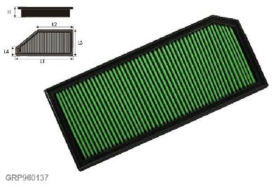 GRP960137, Green vervangingsluchtfilter paneel, Audi, A3 II (8P), 2.0 i 16V FSI  TURBO, 200 pk, 09/2004-