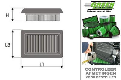 GRP960129, Green vervangingsluchtfilter paneel, BMW, SERIE 3 (E46), 325 i/Ci, 192 pk, 2000-2005