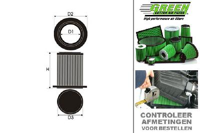 GRG491622, Green vervangingsluchtfilter rond, Ford, Focus III, 1.6 TI-VCT, 125 pk, 03/2011-
