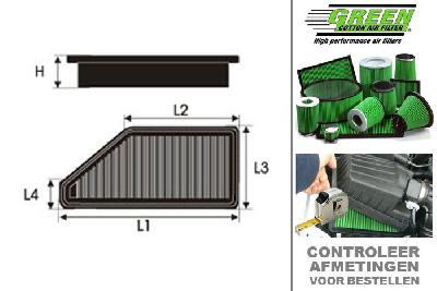 GRP960141, Green vervangingsluchtfilter paneel, Honda, FR-V, 2.2 i CTDI, 140 pk, 2005-