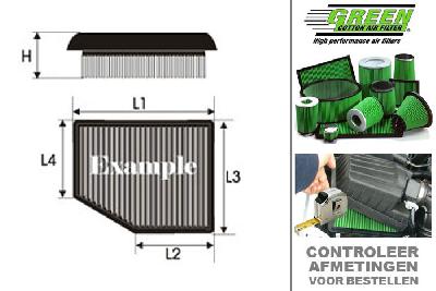 GRP950444, Green vervangingsluchtfilter paneel, Kia, CEE'D II (FD), 1.6 GDI, 135 pk, 05/2012-