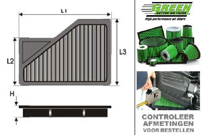 GRP960133, Green vervangingsluchtfilter paneel, Mini, MINI, ONE 1.6 i, 90 pk, 10/2004-