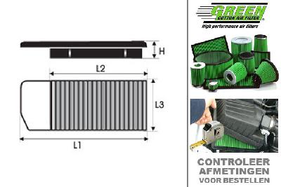 GRP965017, Green vervangingsluchtfilter paneel, Peugeot, 208, 1.6 i  VTI, 120 pk, 04/2012-