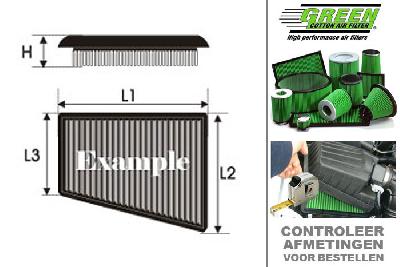 GRP574515, Green vervangingsluchtfilter paneel, Peugeot, 306, 1.8 XT, 103 pk, 1997-