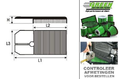 GRP950318, Green vervangingsluchtfilter paneel, Seat, Cordoba 1, 1.4 i  16V, 100 pk, 1996-1999