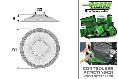 GRG591010, Green vervangingsluchtfilter rond, Toyota, MR2 (AW11), 1.6  16V, 116 pk, 1984-1990