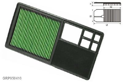 GRP950410, Green vervangingsluchtfilter paneel, VW, Polo IV, 1.6 i 16V, 105 pk, 2006-