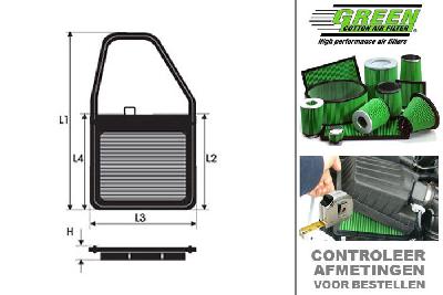 GRP950446, Green vervangingsluchtfilter paneel, VW, Polo V (6R), 1.0, 75 pk, 02/2014-